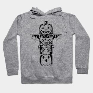 Halloween Totem Pole (B&w) Hoodie